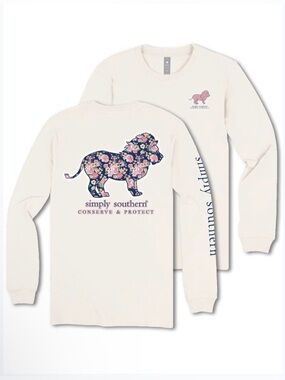 NWT SIMPLY SOUTHERN Lion Tracker Garden Long Sleeve T-Shirt - Size Medium